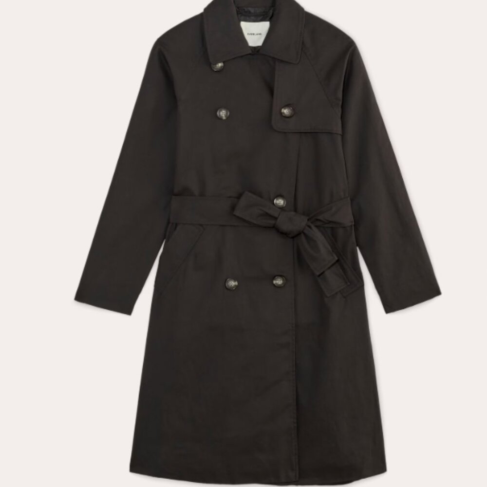 Beautiful unworn black lined trenchcoat- Everlane, size L- Spring coat, lined
